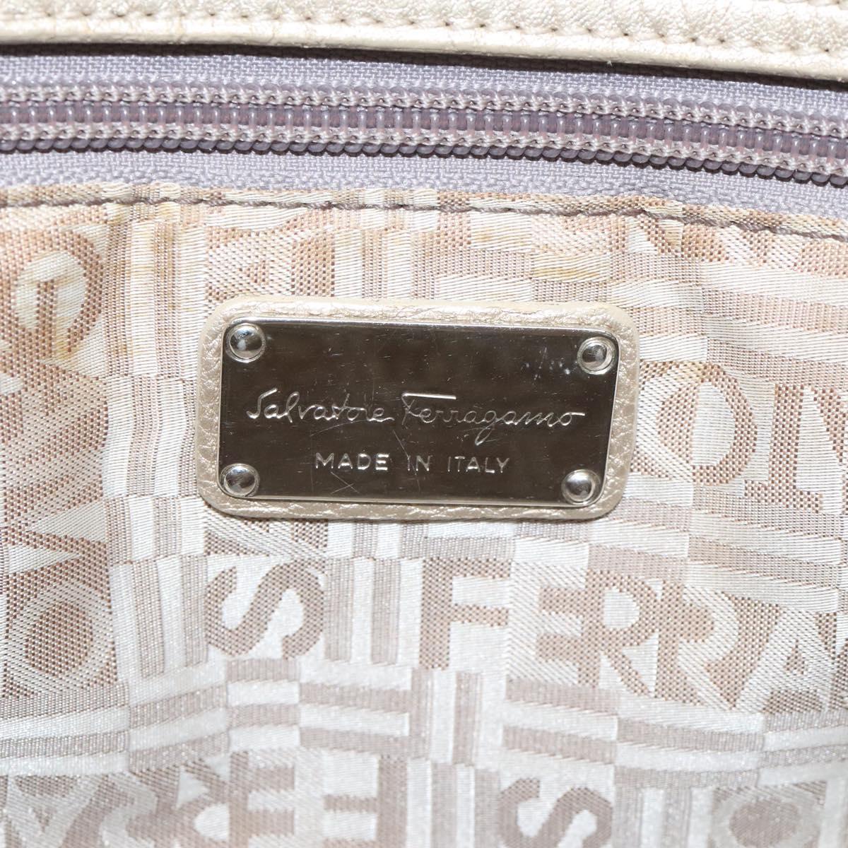 Salvatore Ferragamo Gancini Gold Leather Handbag (Pre-Owned)