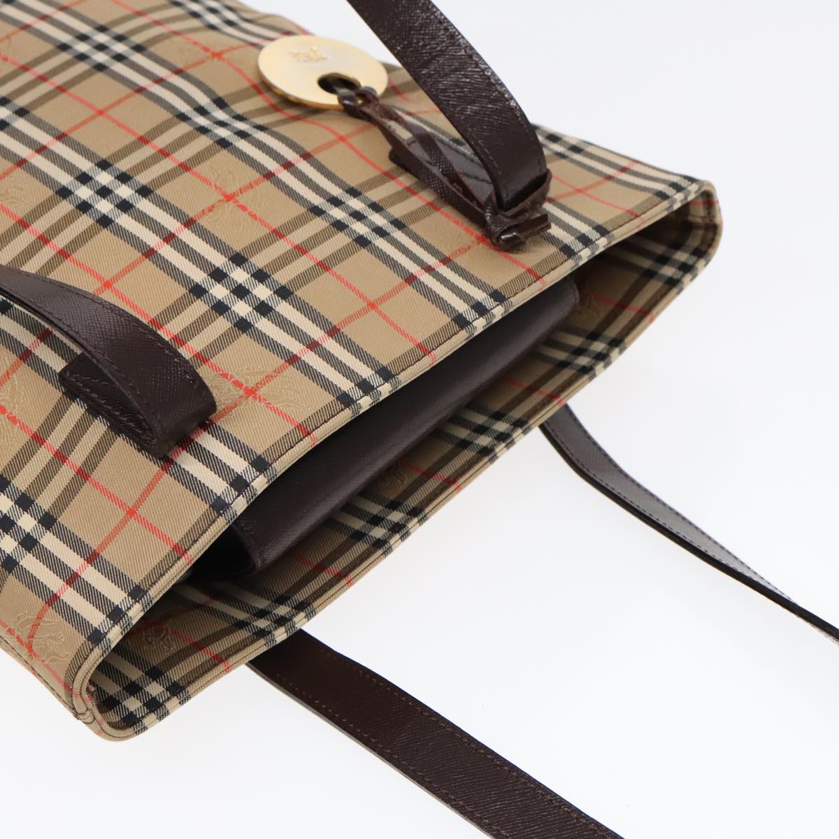 Burberry Nova Check Beige Canvas Shoulder Bag (Pre-Owned)