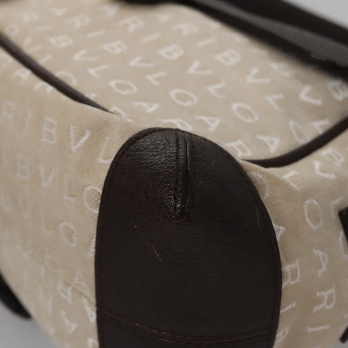 Bulgari Logo Mania Beige Canvas Handbag (Pre-Owned)