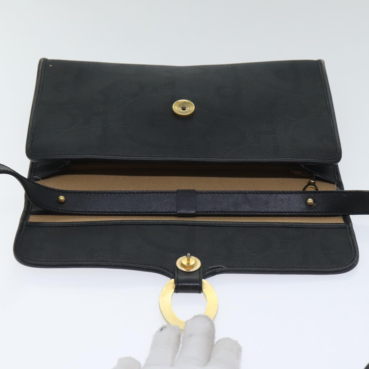 Dior Trotter Black Canvas Shoulder Bag (Pre-Owned)