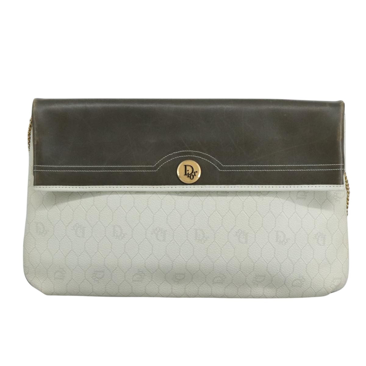 Dior Honeycomb White Canvas Shoulder Bag (Pre-Owned)