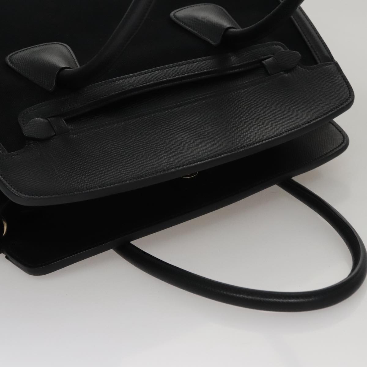 Prada Canapa Black Leather Handbag (Pre-Owned)