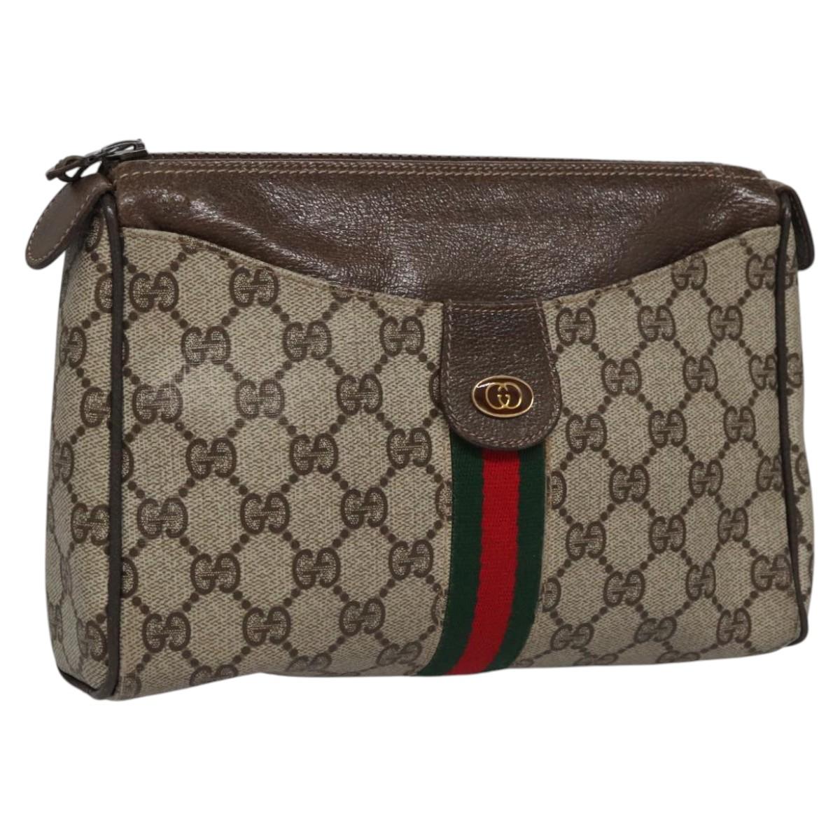 Gucci Ophidia Beige Canvas Clutch Bag (Pre-Owned)