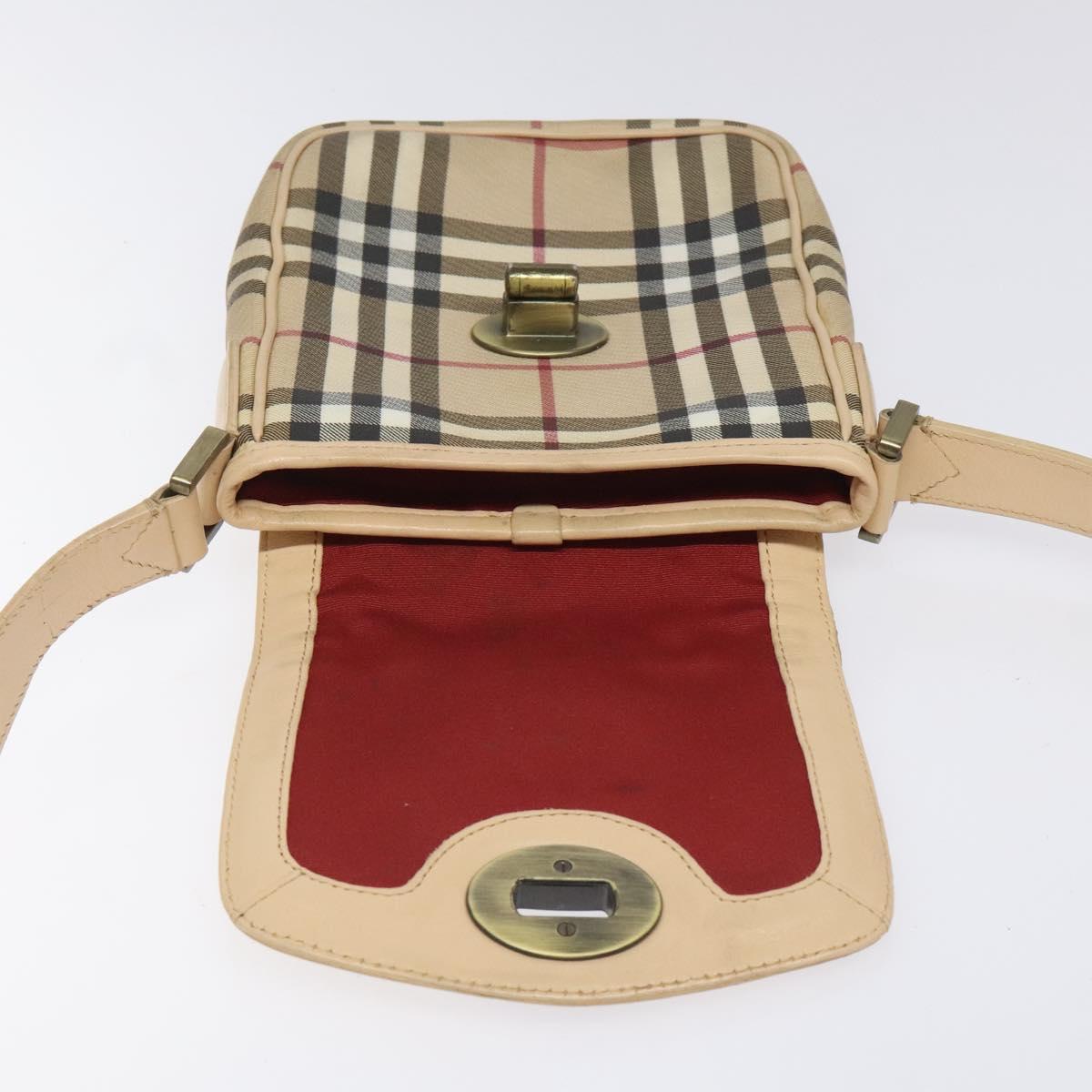 Burberry Nova Check Beige Canvas Shoulder Bag (Pre-Owned)