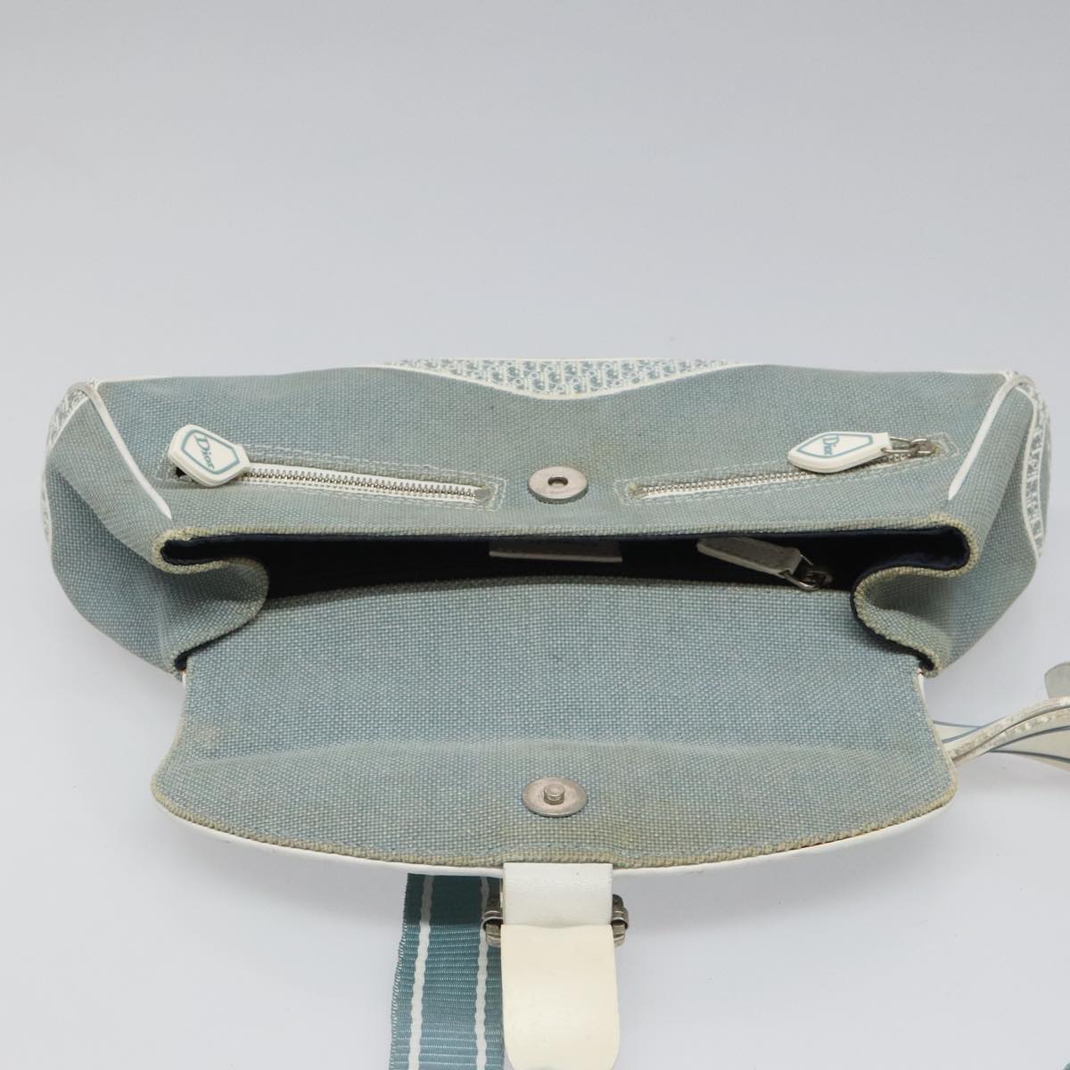 Dior Trotter Blue Canvas Shoulder Bag (Pre-Owned)