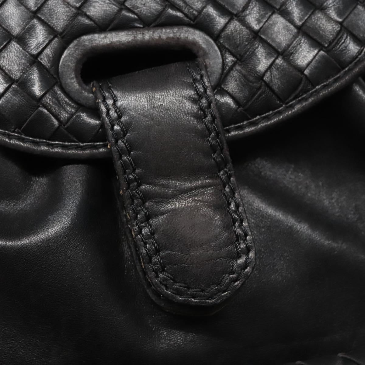 Bottega Veneta Intrecciato Black Leather Backpack Bag (Pre-Owned)
