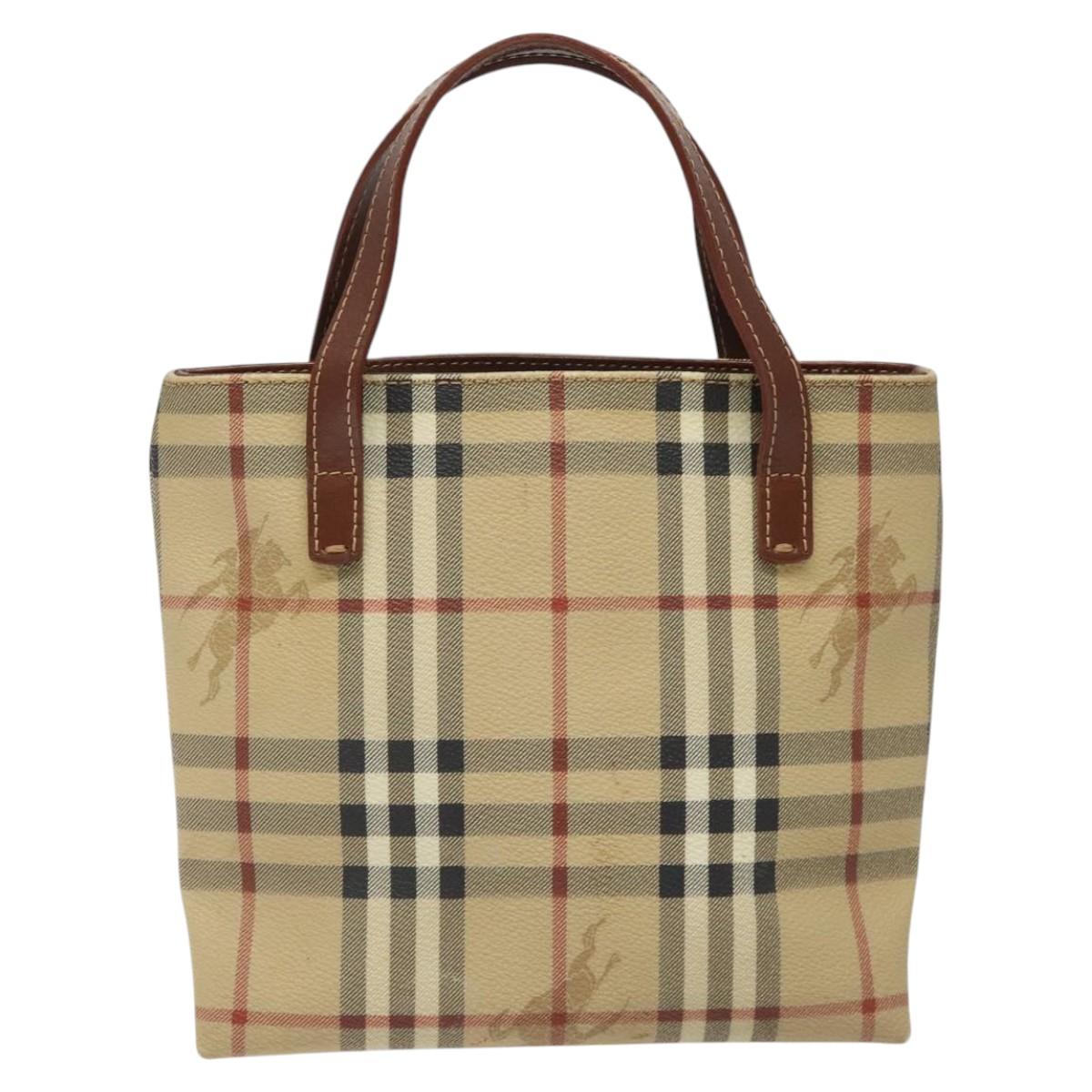 Burberry Haymarket Beige Canvas Handbag (Pre-Owned)