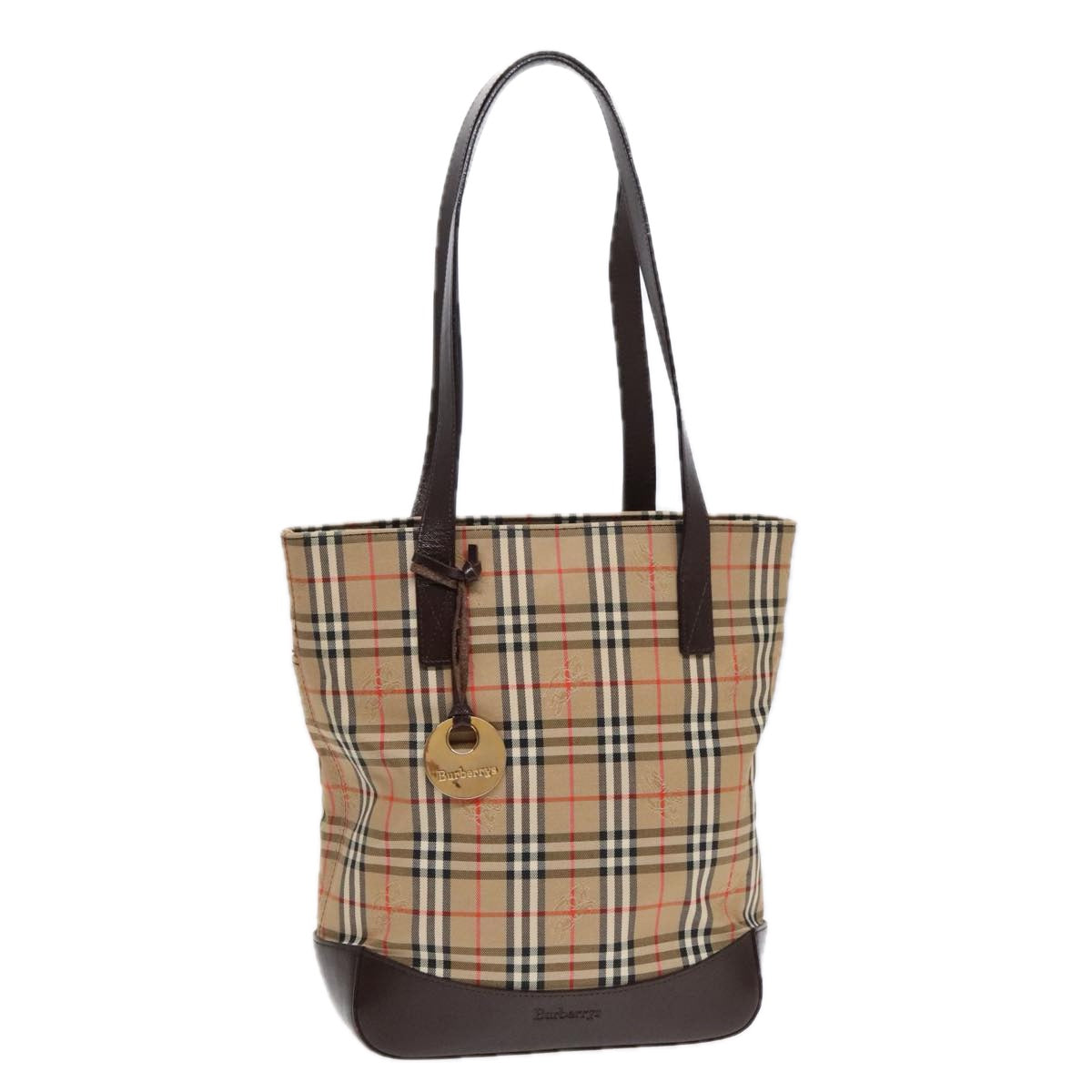 Burberry Nova Check Beige Canvas Shoulder Bag (Pre-Owned)