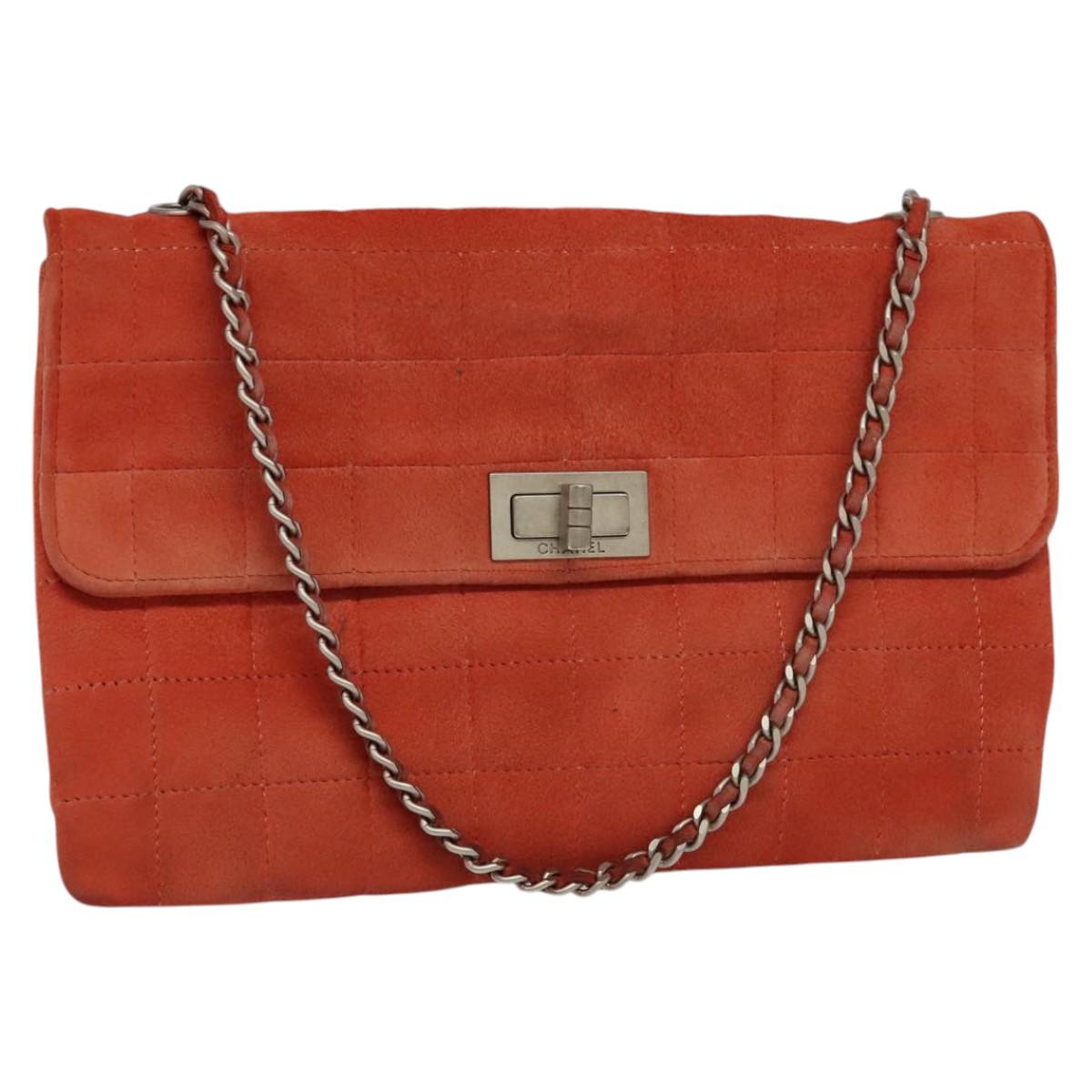 Chanel Chocolate Bar Red Suede Shoulder Bag (Pre-Owned)
