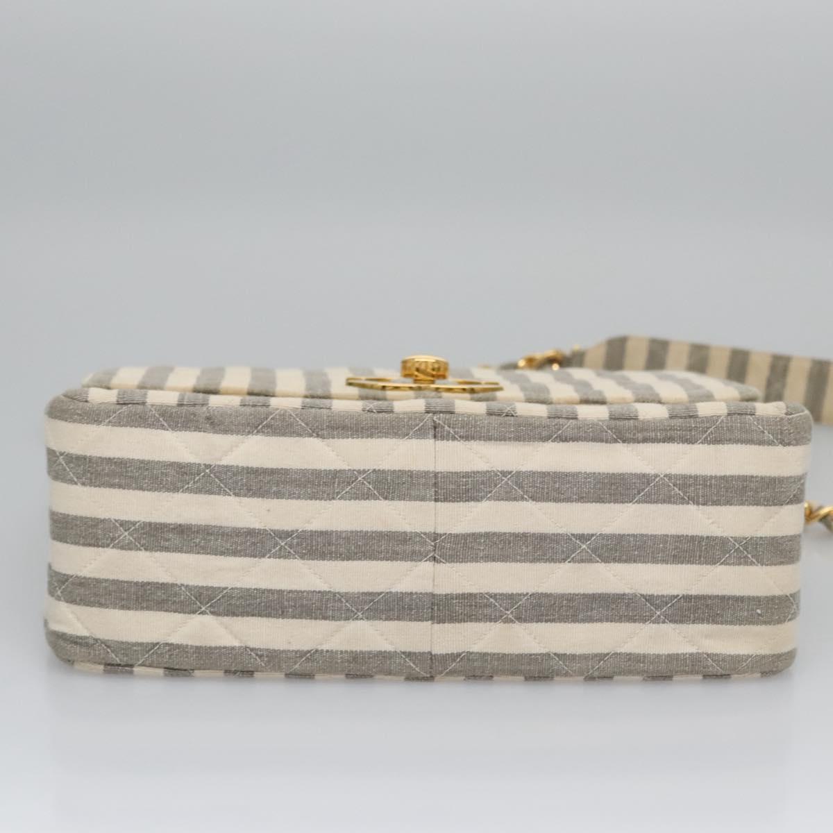 Chanel Cc Grey Canvas Shoulder Bag (Pre-Owned)