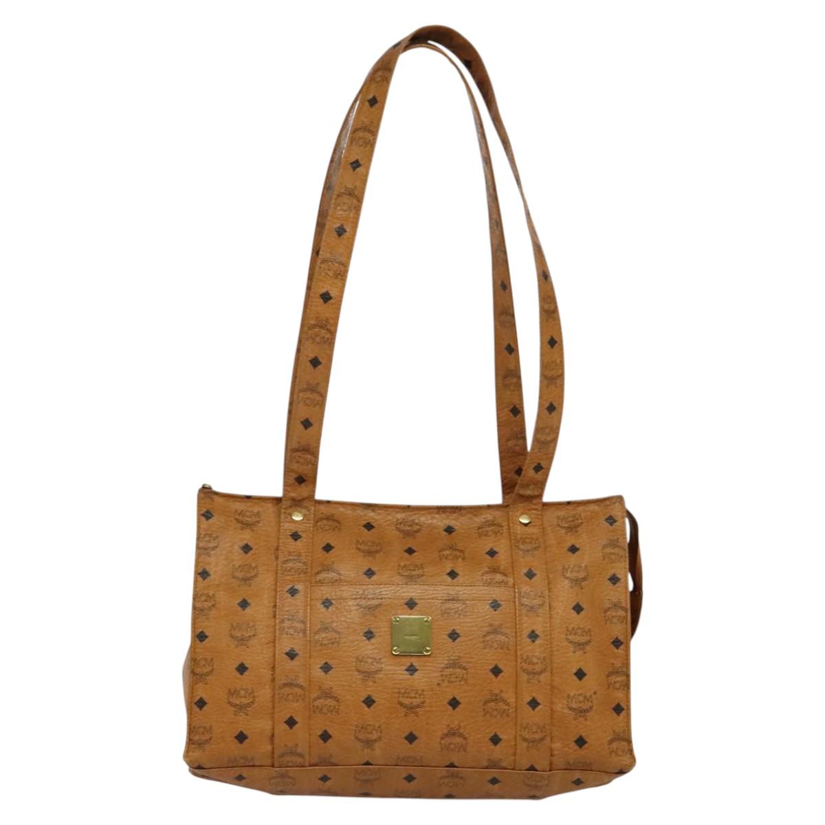 MCM Visetos Brown Leather Tote Bag (Pre-Owned)
