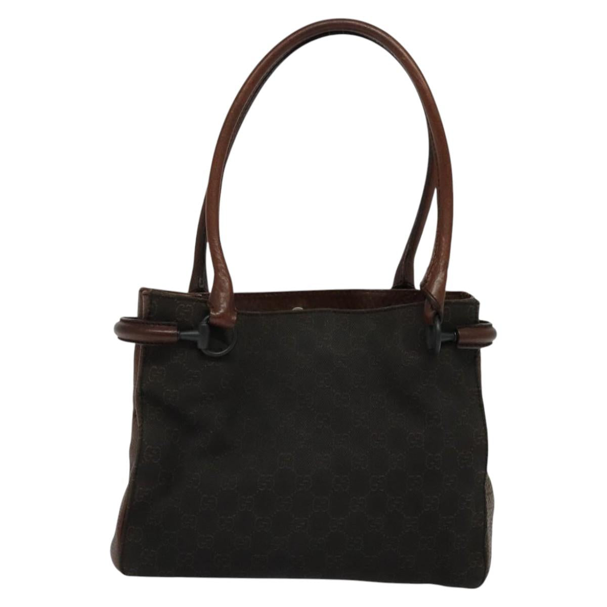 Gucci Horsebit Brown Canvas Tote Bag (Pre-Owned)