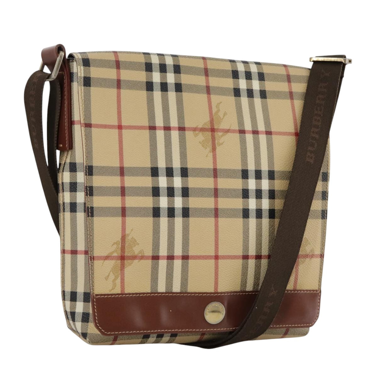 Burberry Nova Check Beige Canvas Shoulder Bag (Pre-Owned)