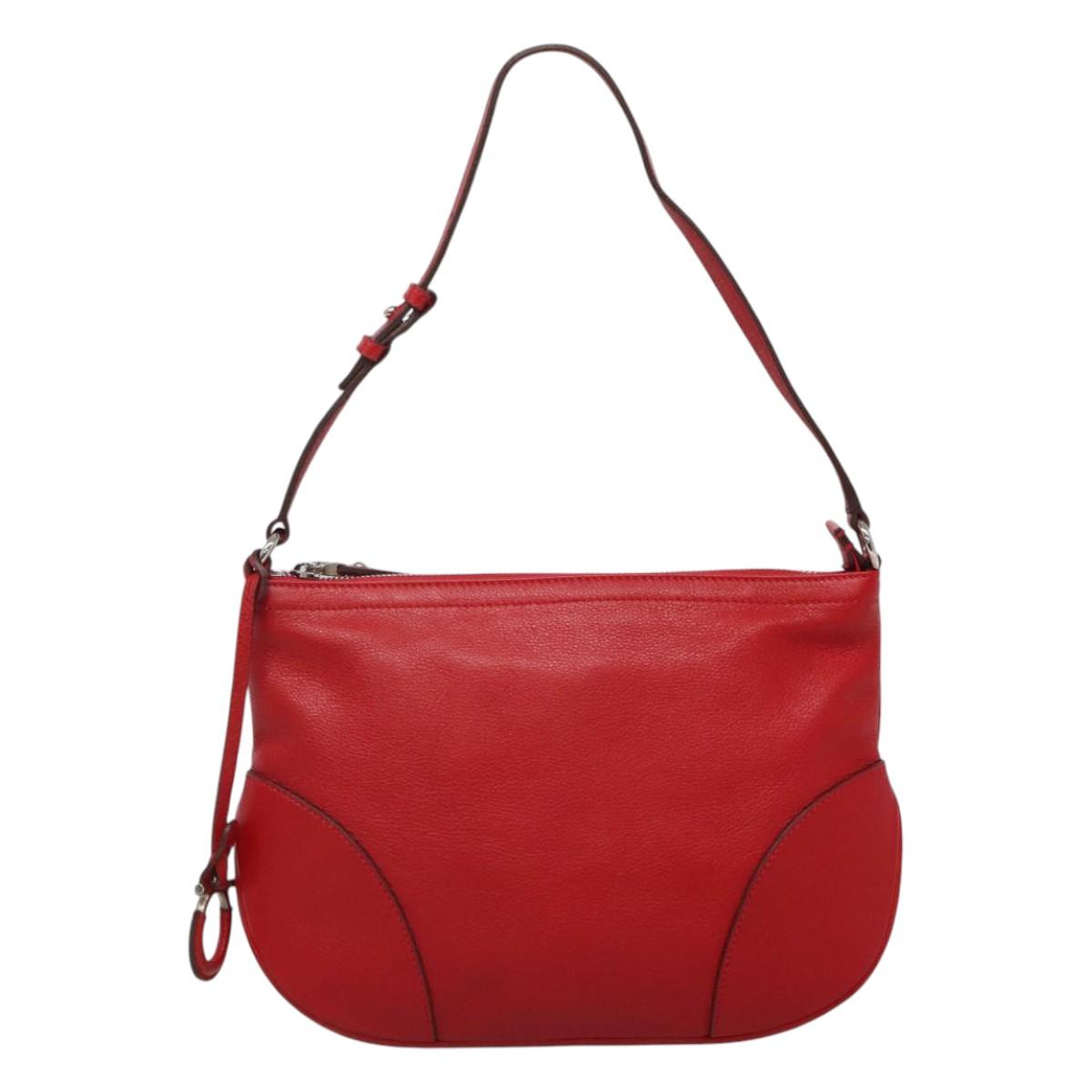 Salvatore Ferragamo Gancini Red Leather Shoulder Bag (Pre-Owned)