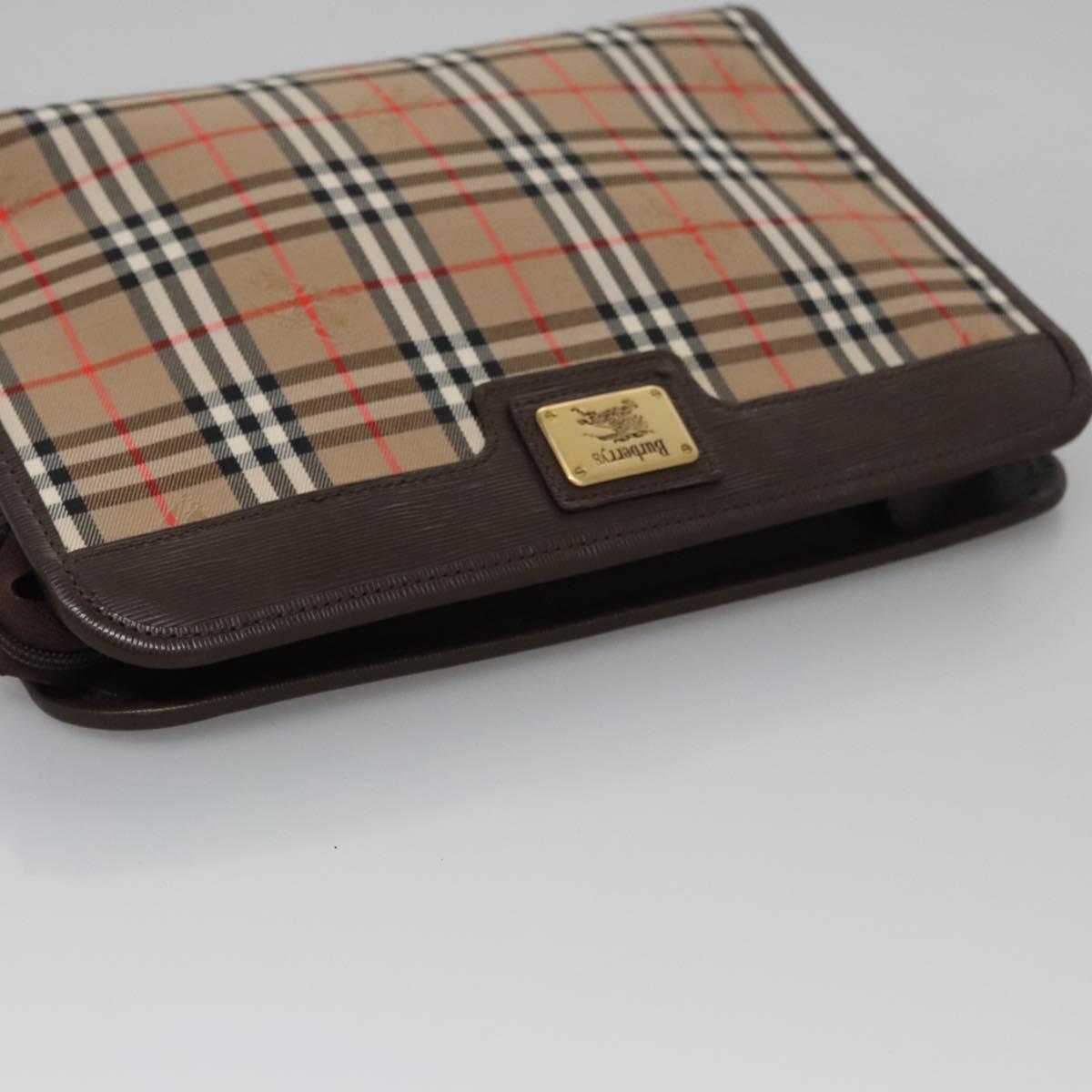 Burberry Nova Check Beige Canvas Clutch Bag (Pre-Owned)
