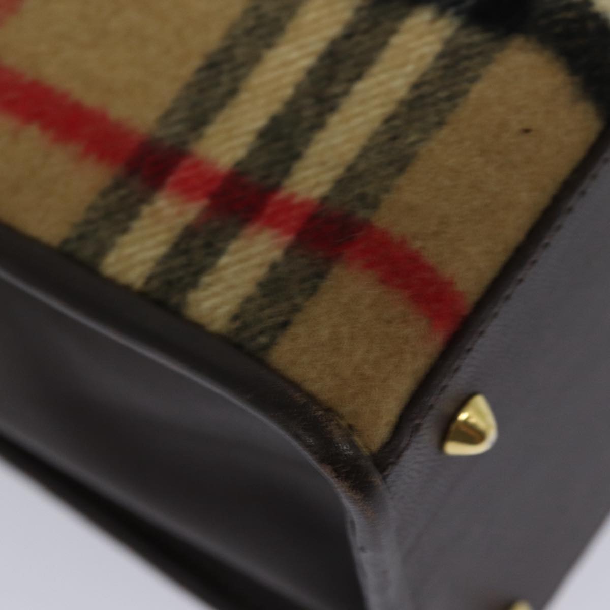 Burberry Nova Check Beige Wool Shoulder Bag (Pre-Owned)