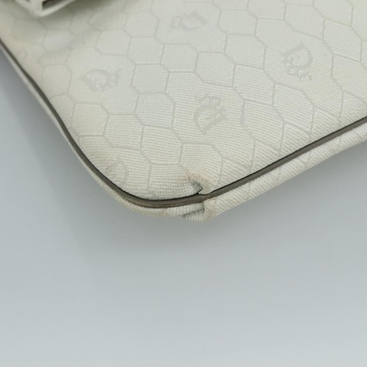 Dior Honeycomb White Canvas Shoulder Bag (Pre-Owned)