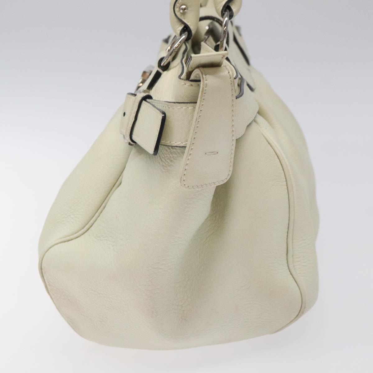Salvatore Ferragamo Gancini White Leather Tote Bag (Pre-Owned)