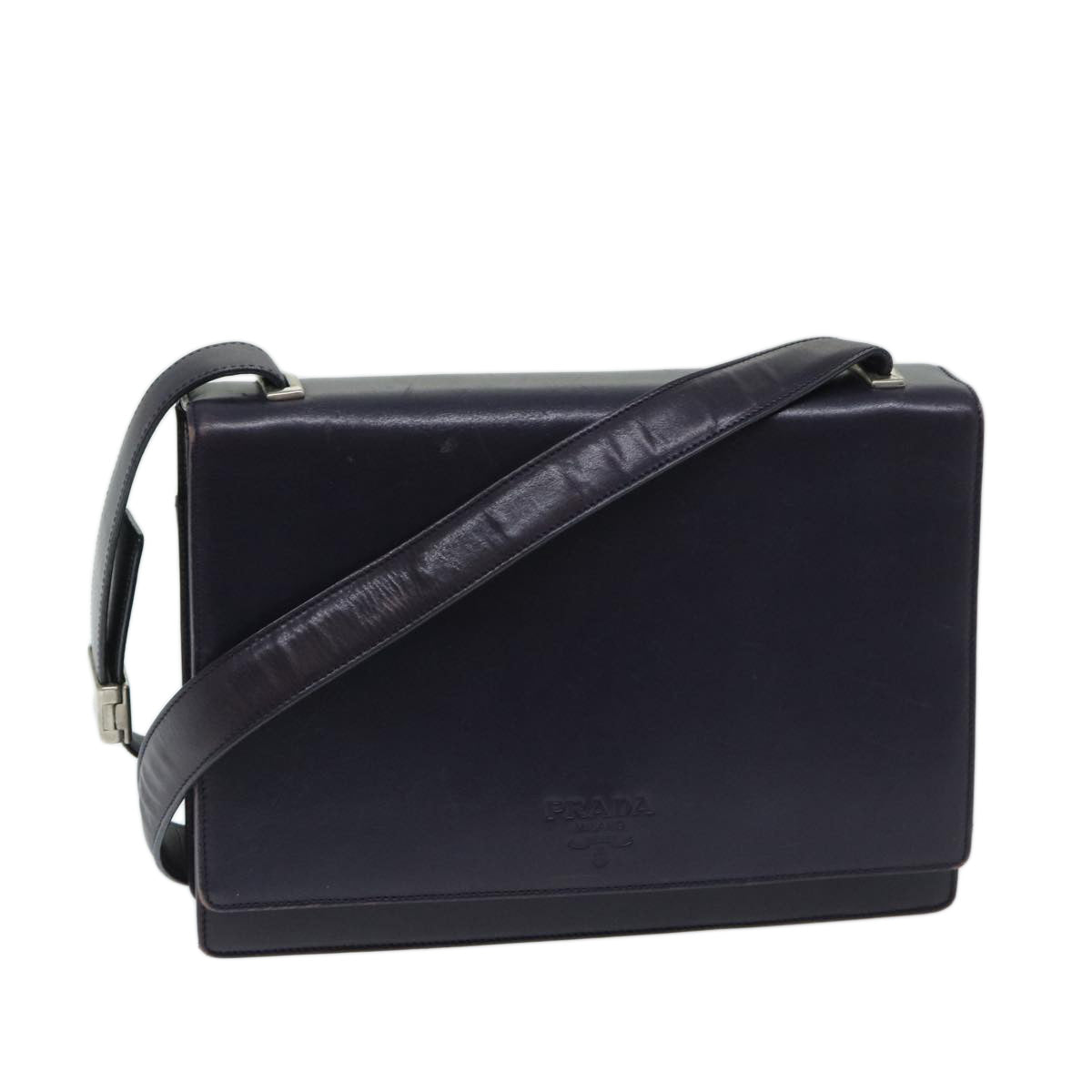 Prada Diagramme Black Leather Shoulder Bag (Pre-Owned)