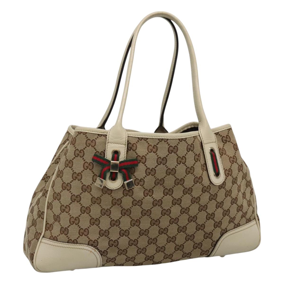 Gucci Princy Beige Canvas Tote Bag (Pre-Owned)