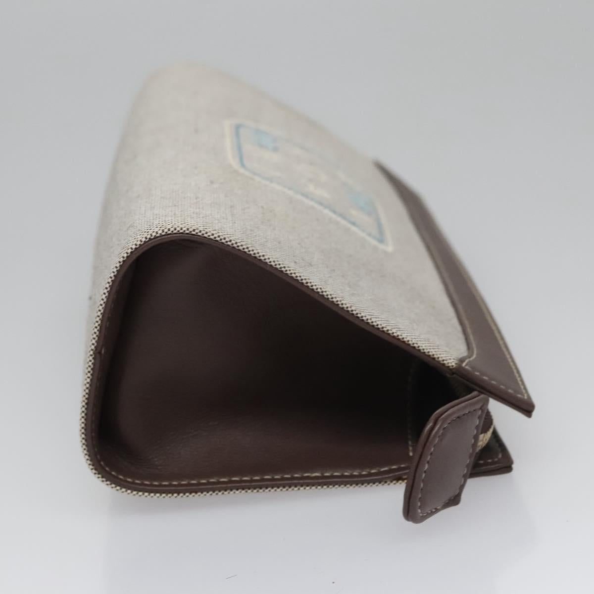 Bulgari Logo Grey Canvas Clutch Bag (Pre-Owned)