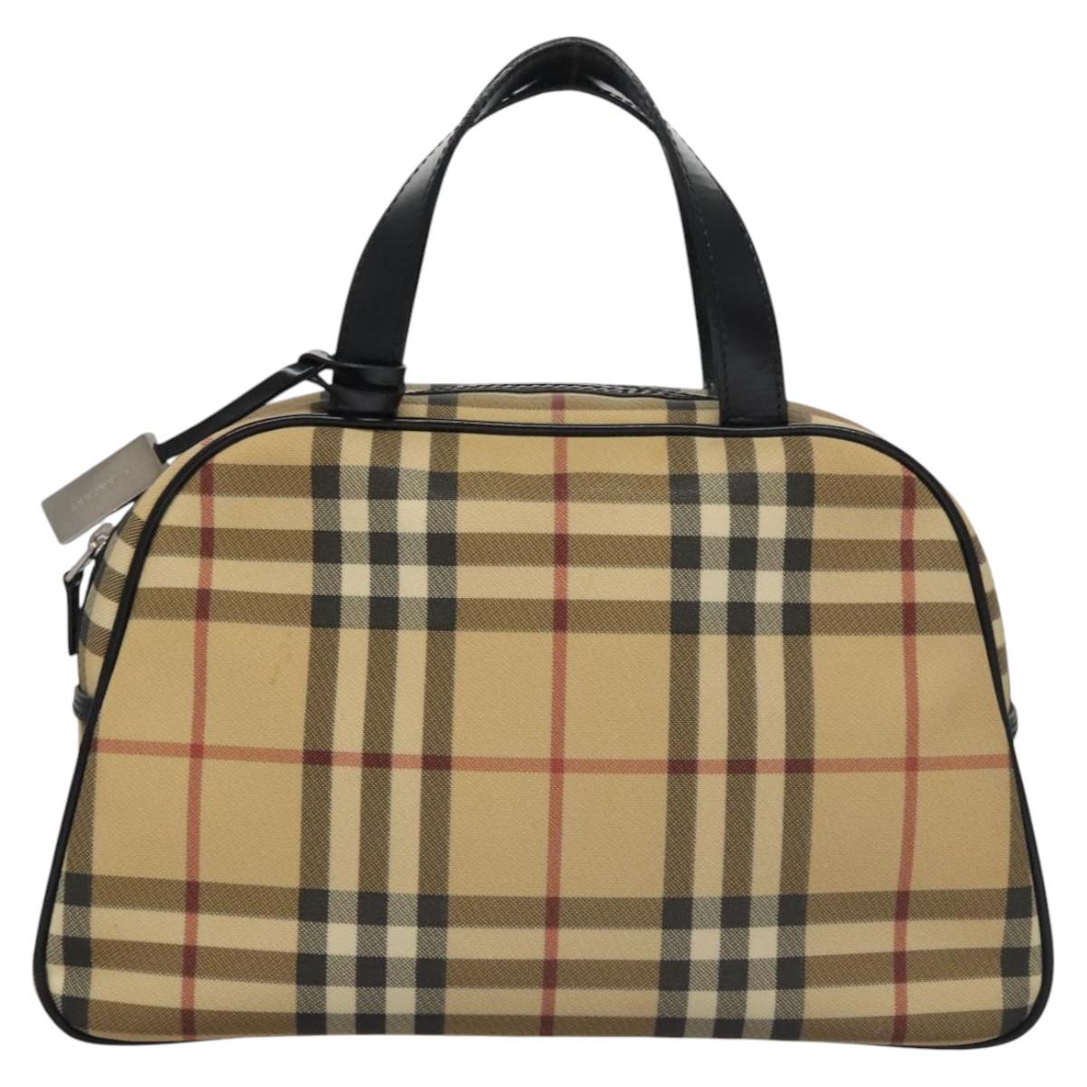 Burberry Nova Check Beige Canvas Handbag (Pre-Owned)