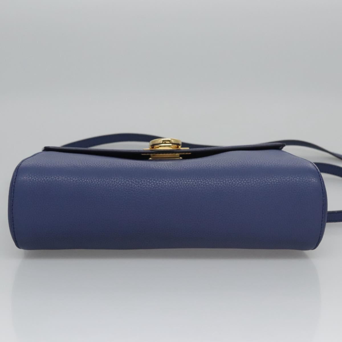Salvatore Ferragamo Gancini Blue Leather Shoulder Bag (Pre-Owned)
