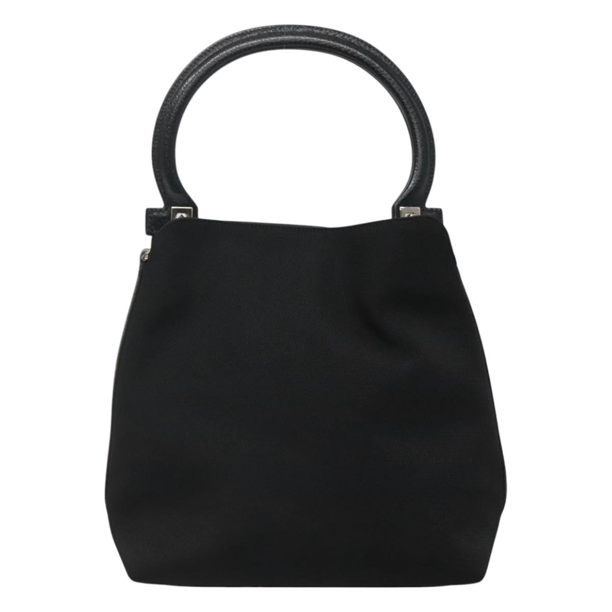 Salvatore Ferragamo Gancini Black Canvas Handbag (Pre-Owned)