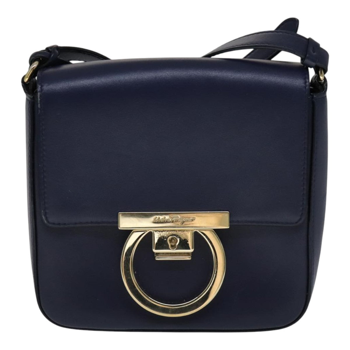 Salvatore Ferragamo Tassel Navy Leather Shoulder Bag (Pre-Owned)