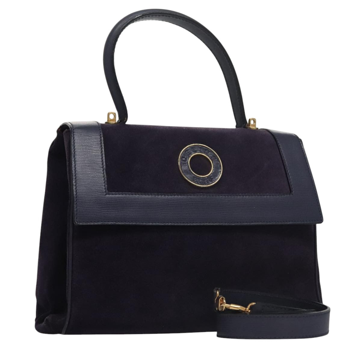 Céline Logo Du Cercle Purple Suede Handbag (Pre-Owned)