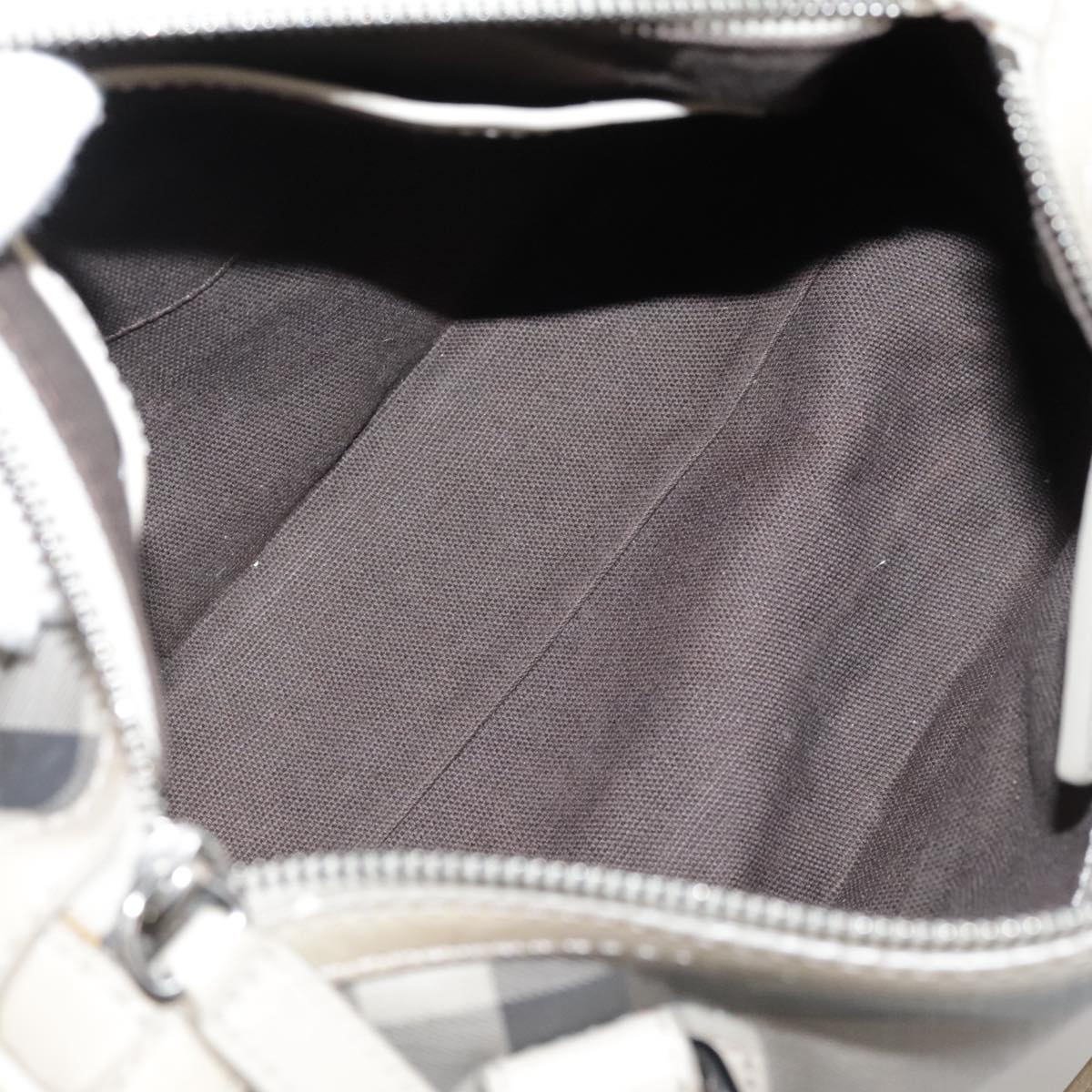 Burberry Smoke Check Grey Canvas Handbag (Pre-Owned)