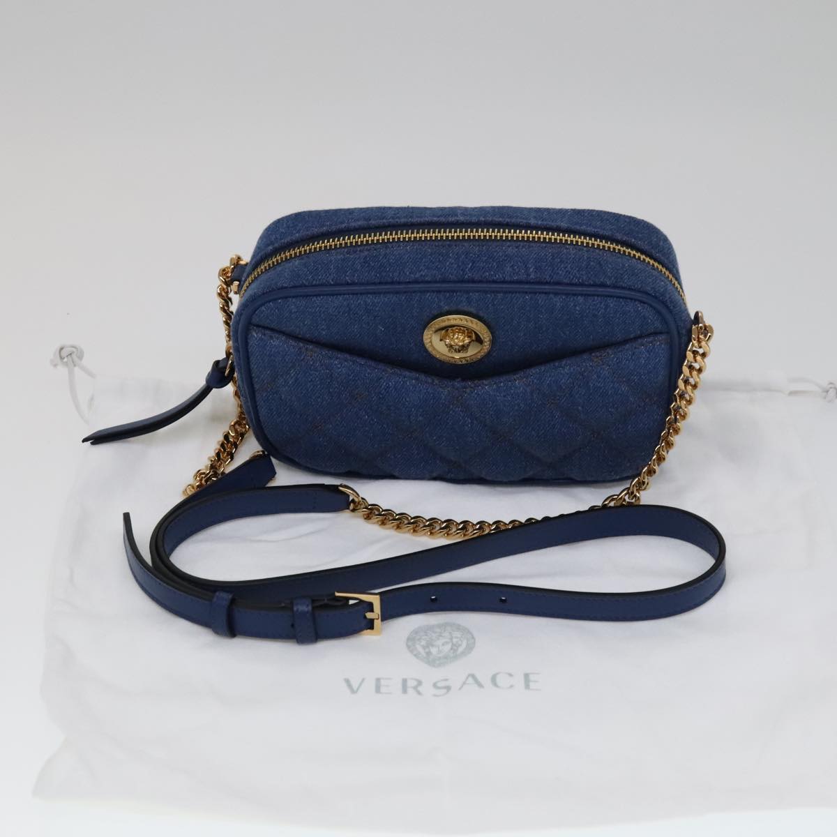 Versace Blue Denim - Jeans Shoulder Bag (Pre-Owned)
