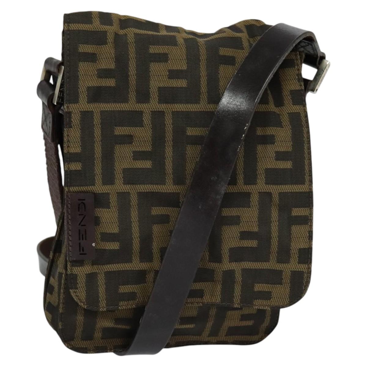 Fendi Zucca Brown Canvas Shoulder Bag (Pre-Owned)