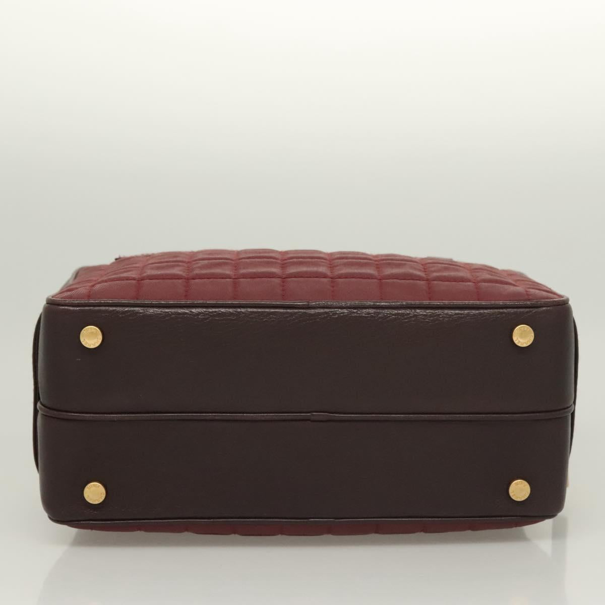 Chanel Chocolate Bar Burgundy Canvas Handbag (Pre-Owned)