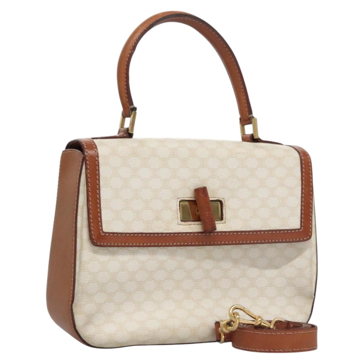 Céline Macadam White Canvas Handbag (Pre-Owned)