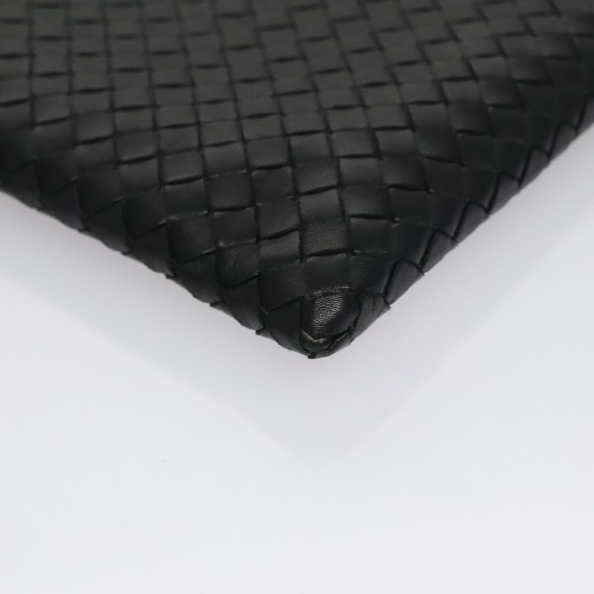 Bottega Veneta Veneta Black Leather Clutch Bag (Pre-Owned)