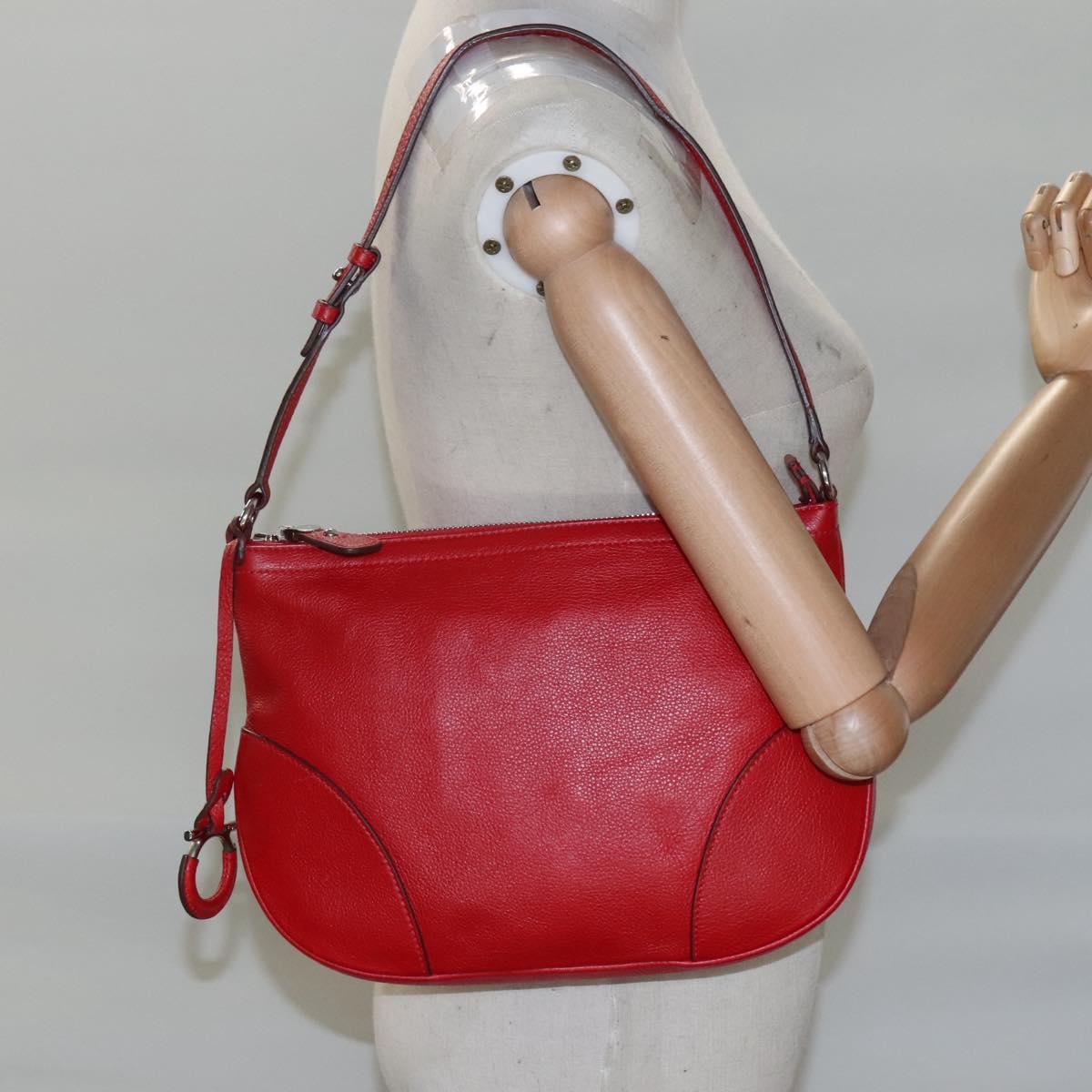 Salvatore Ferragamo Gancini Red Leather Shoulder Bag (Pre-Owned)