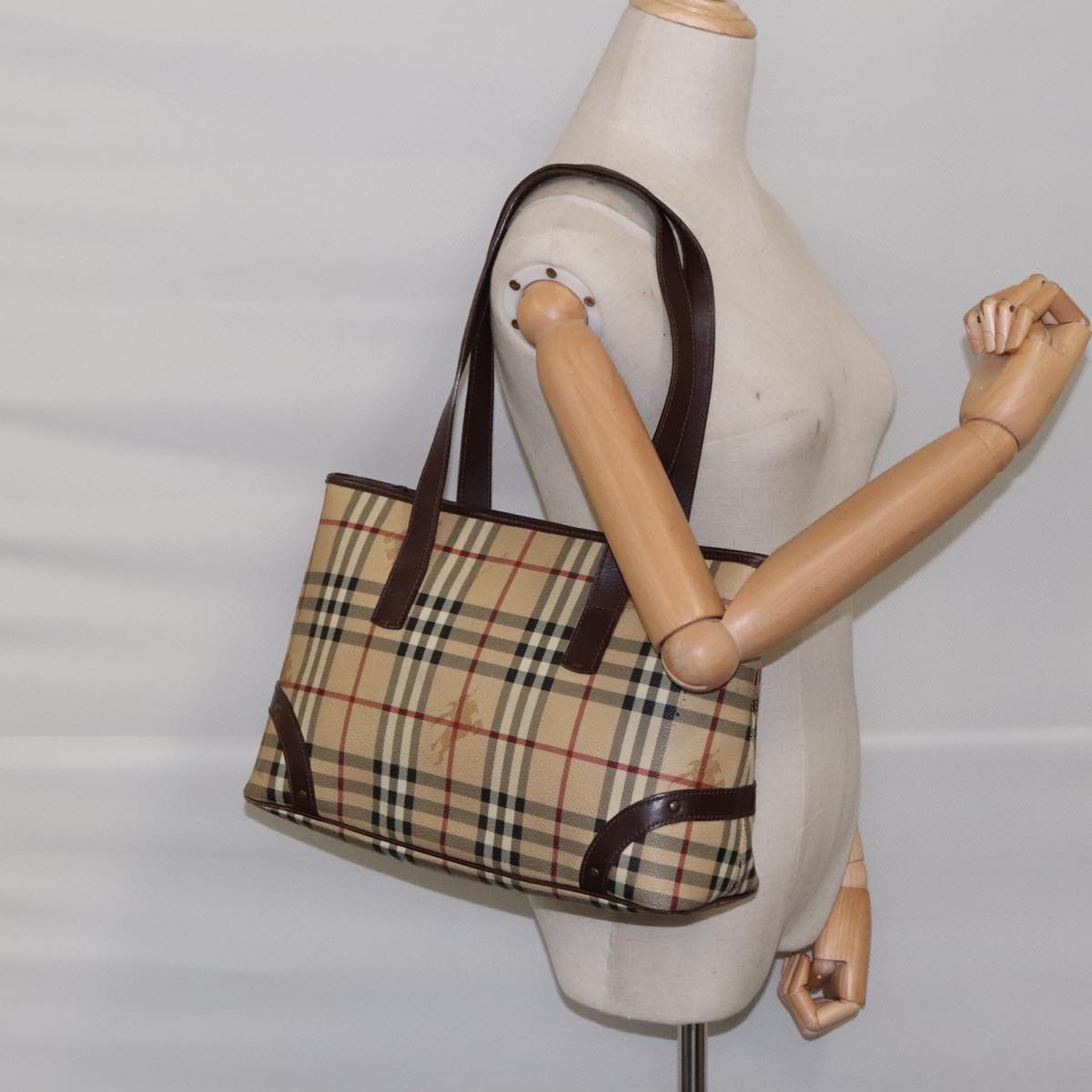 Burberry Nova Check Beige Canvas Tote Bag (Pre-Owned)