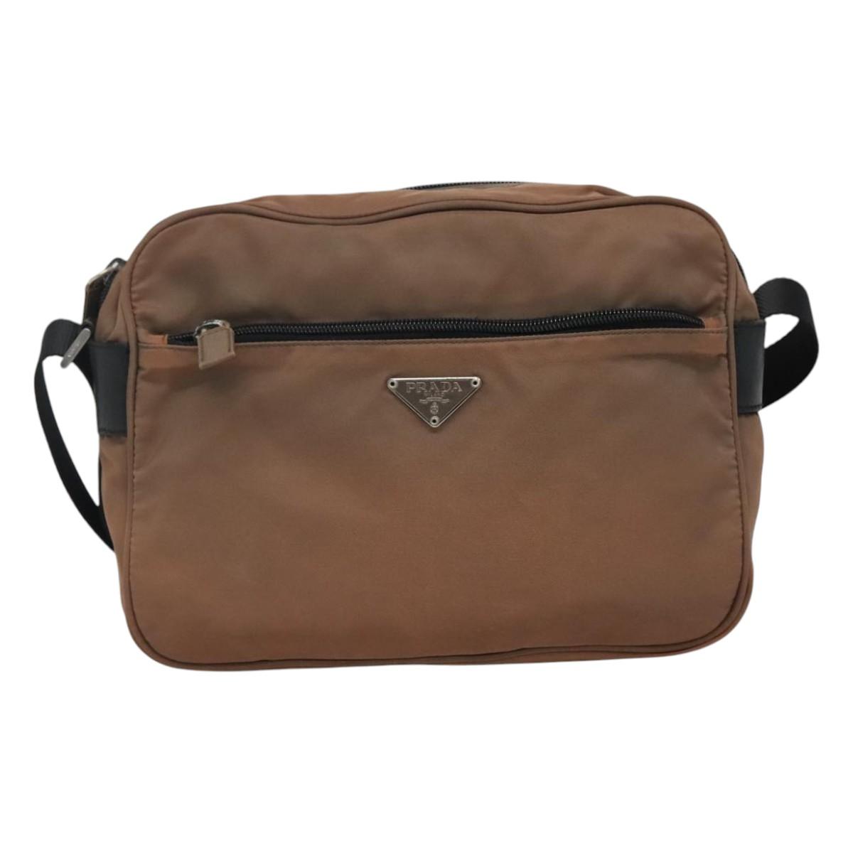 Prada Tessuto Brown Synthetic Shoulder Bag (Pre-Owned)