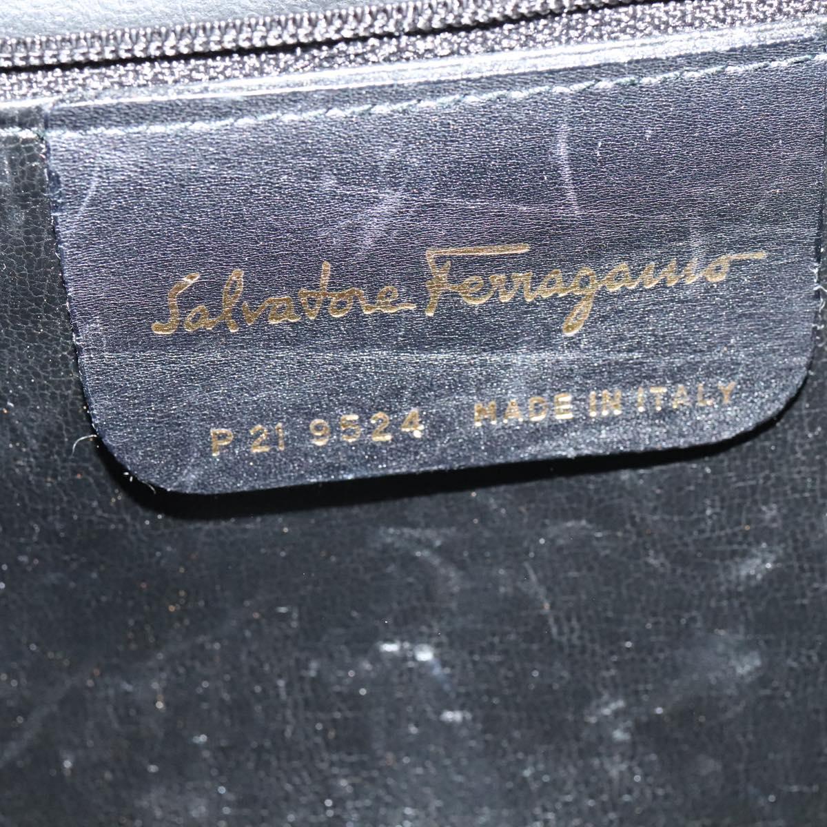 Salvatore Ferragamo Gancini Black Leather Shoulder Bag (Pre-Owned)