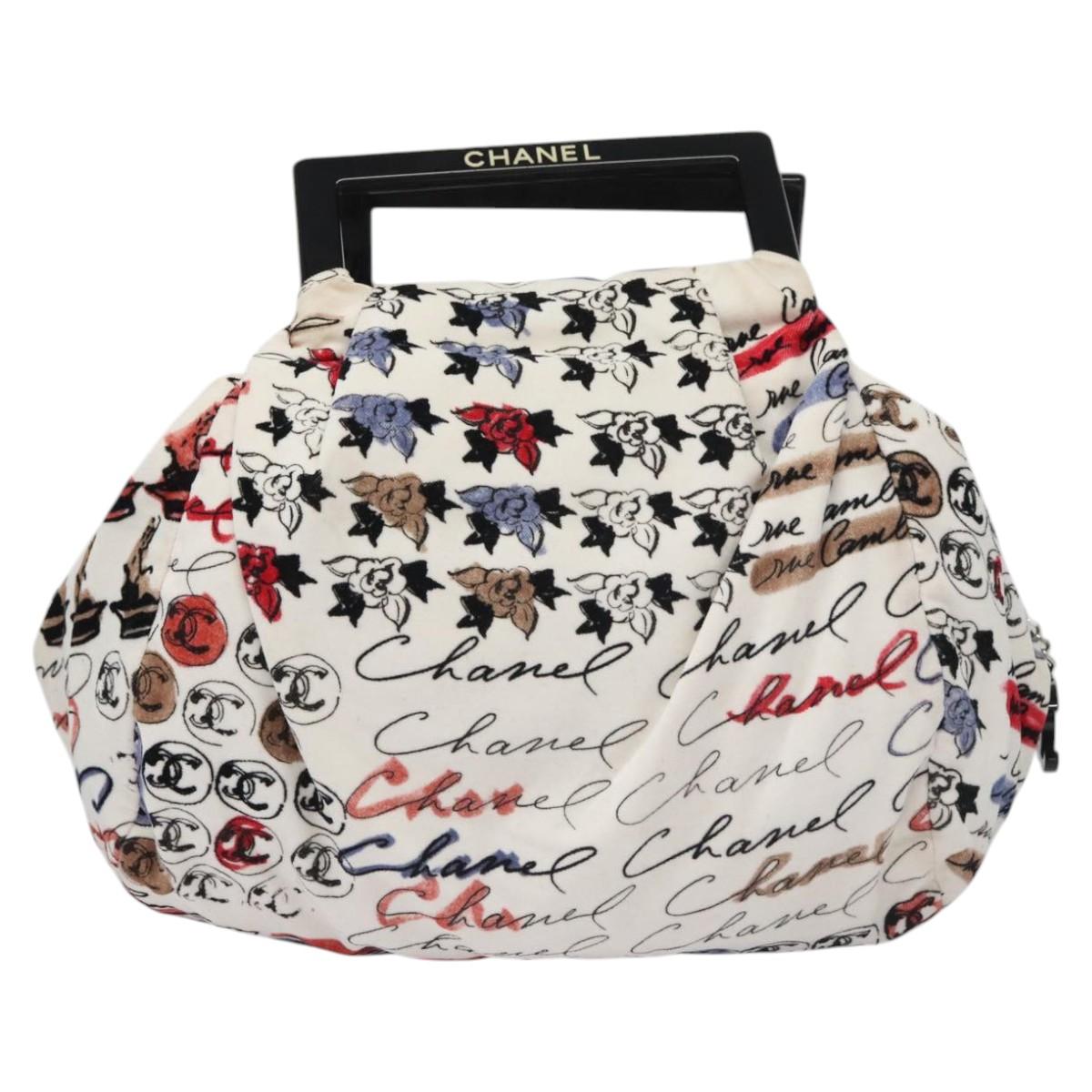 Chanel Cambon White Velvet Handbag (Pre-Owned)