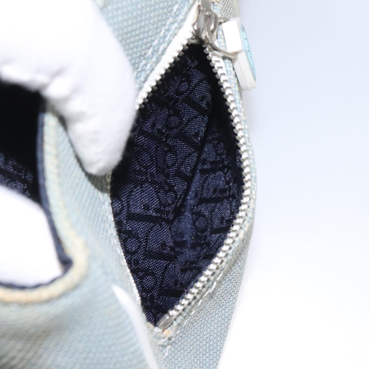 Dior Trotter Blue Canvas Shoulder Bag (Pre-Owned)