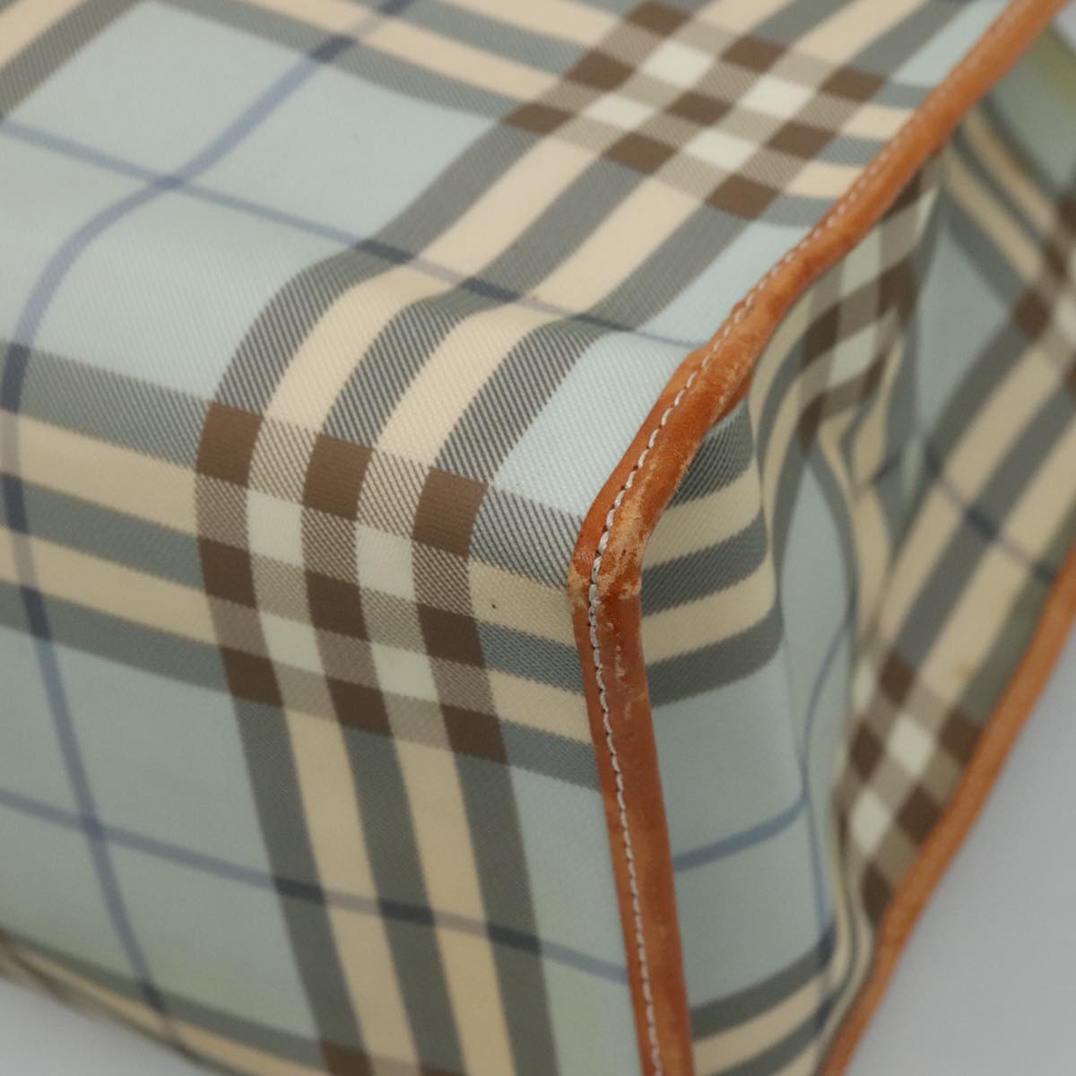 Burberry Nova Check Blue Canvas Tote Bag (Pre-Owned)