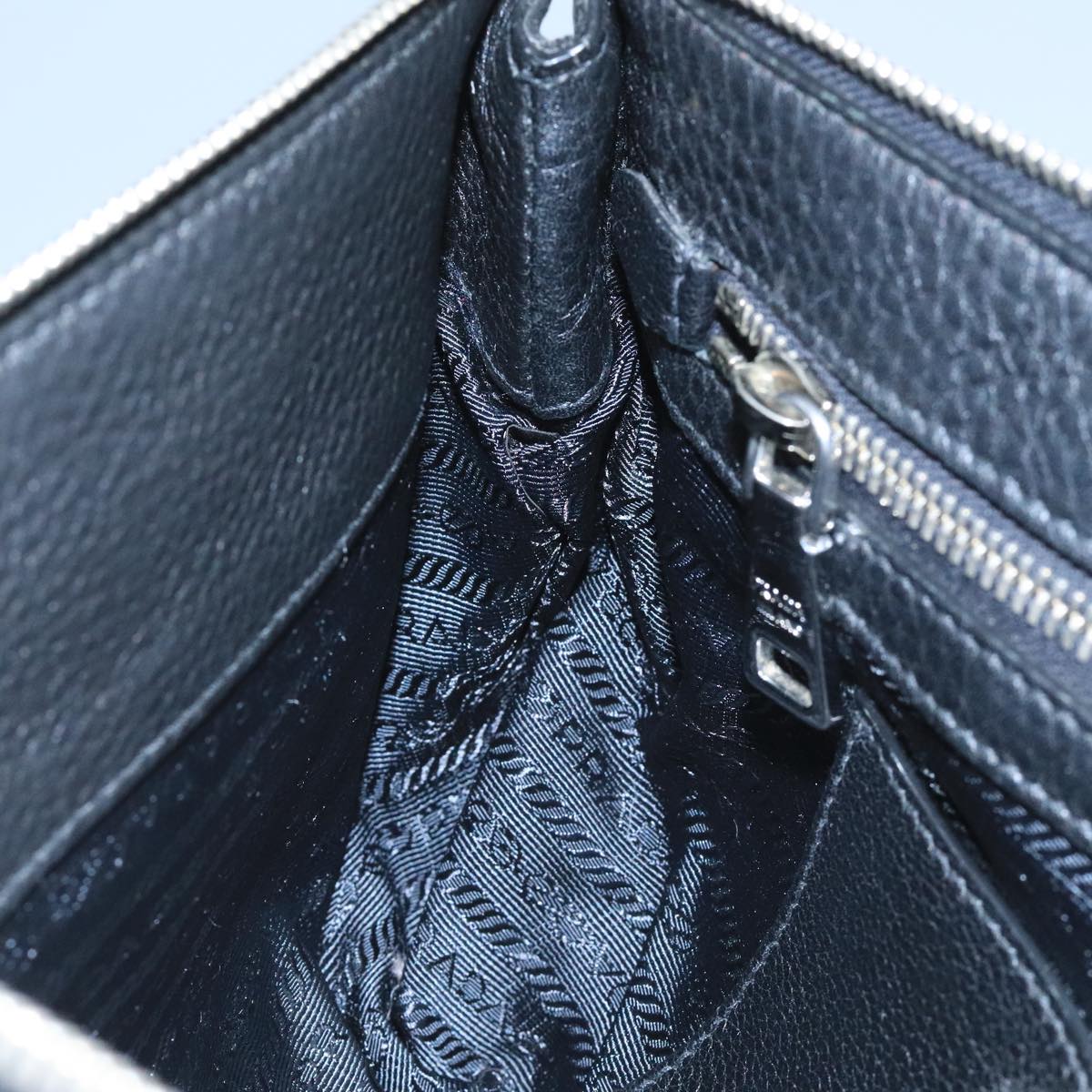 Prada Triangle Logo Black Leather Clutch Bag (Pre-Owned)