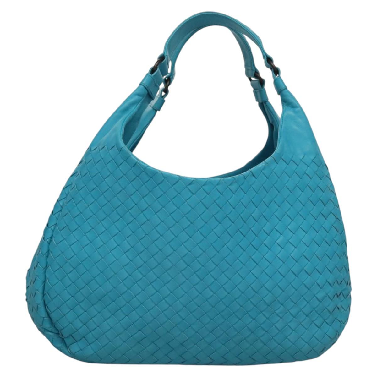 Bottega Veneta Intrecciato Blue Leather Handbag (Pre-Owned)
