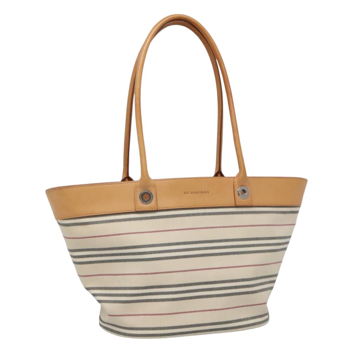 Burberry Nova Check White Canvas Tote Bag (Pre-Owned)