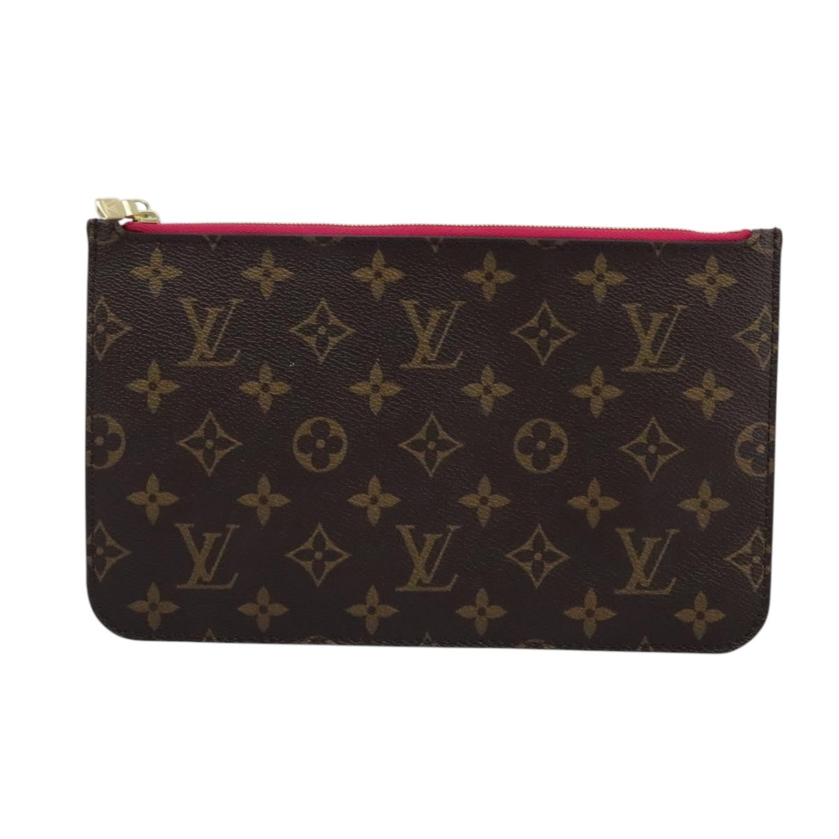 Louis Vuitton Neverfull Pouch Brown Canvas Clutch Bag (Pre-Owned)
