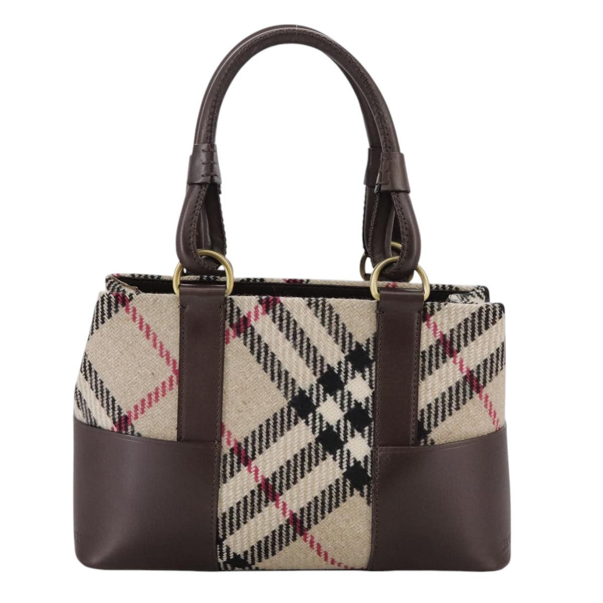 Burberry Nova Check Beige Wool Handbag (Pre-Owned)