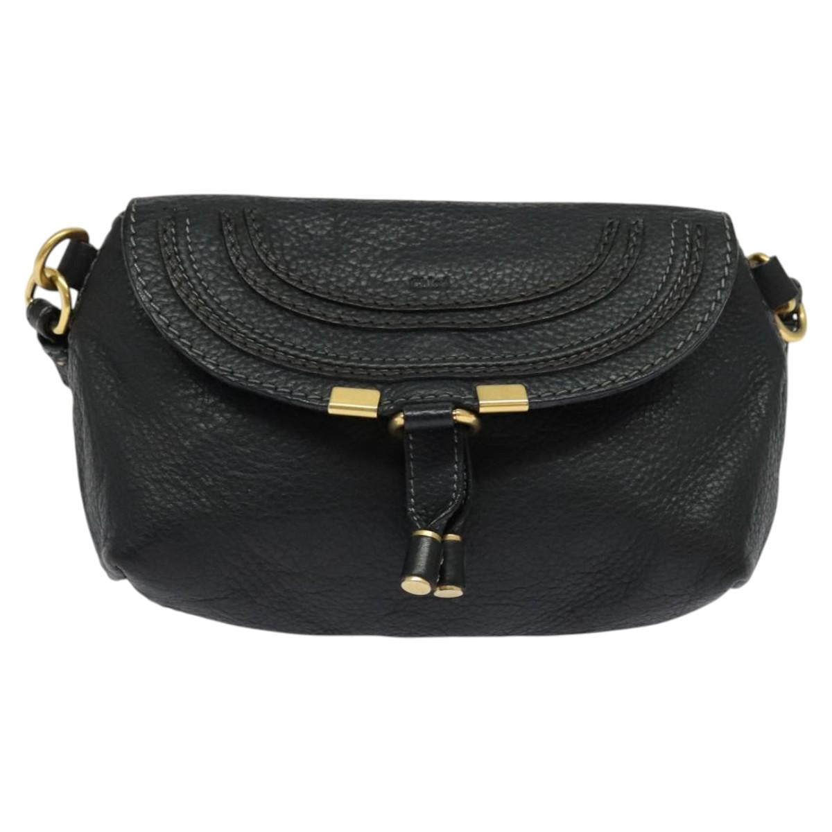 Chloé Marcie Black Leather Shoulder Bag (Pre-Owned)