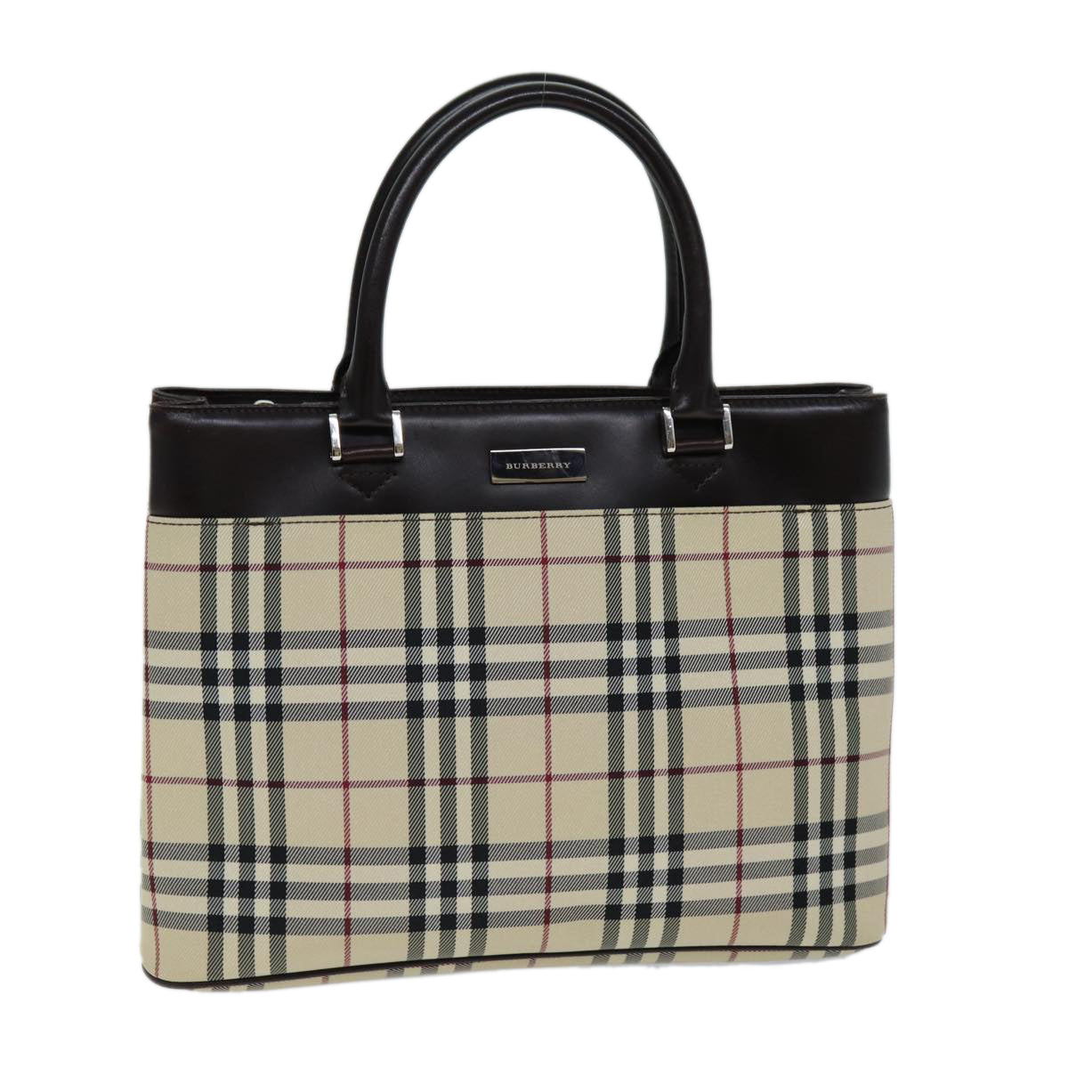Burberry Nova Check Beige Canvas Handbag (Pre-Owned)